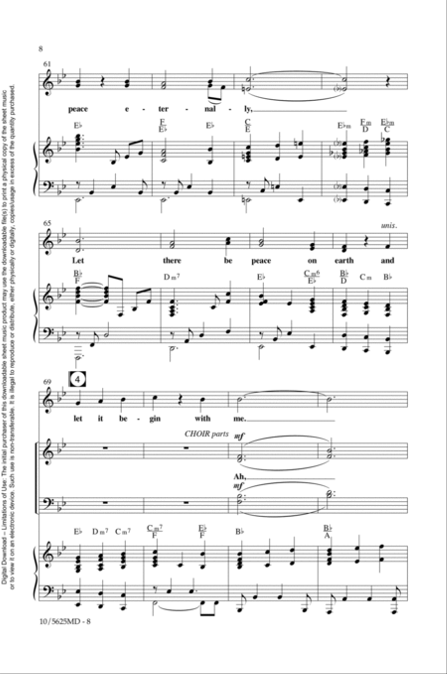 Let There Be Peace on Earth 4-Part scores gallery preview page 8