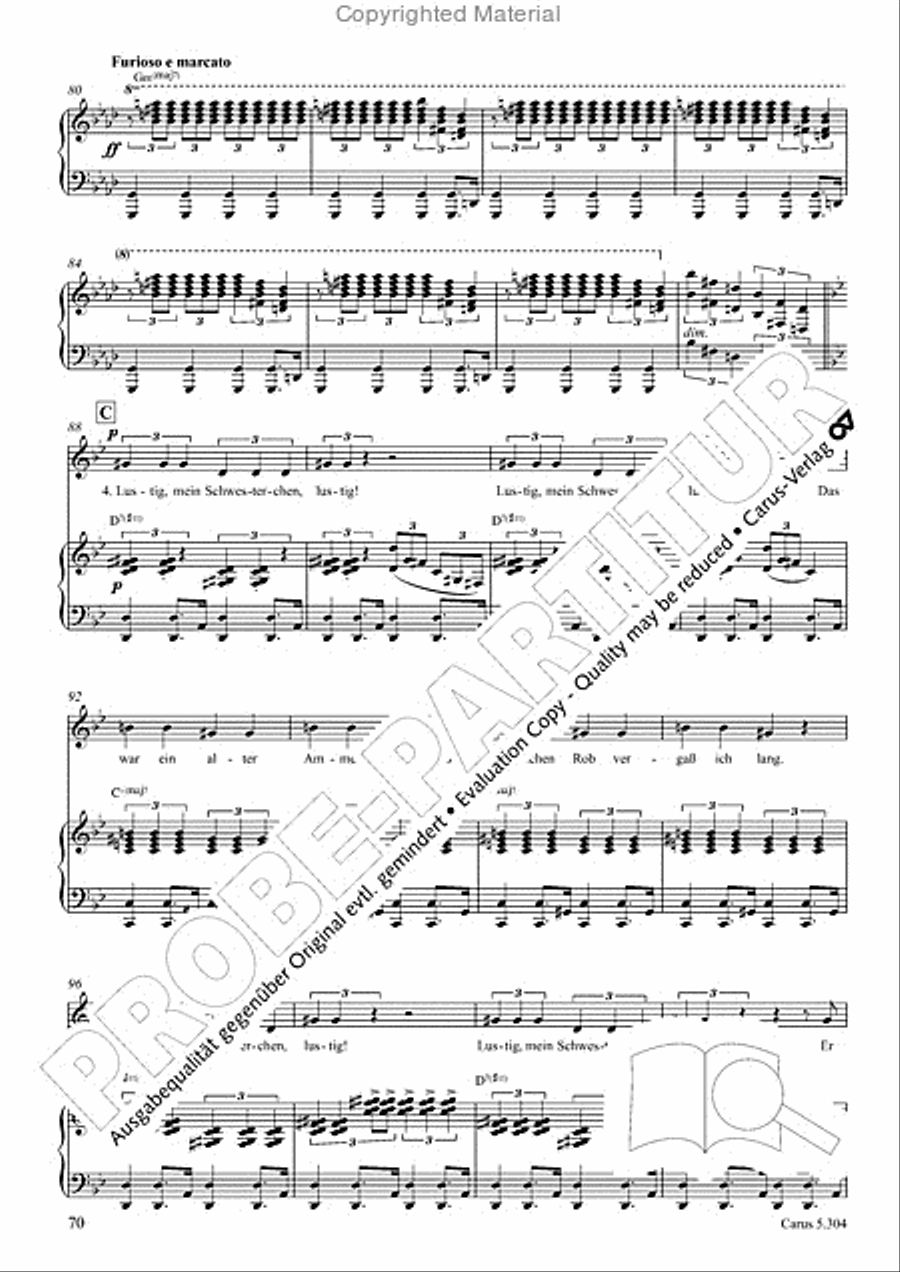 Schindler: Rosenzeit. Ein Liederzyklus uber die Liebe. Chansons fur Singstimme und Klavier Piano scores gallery preview page 71