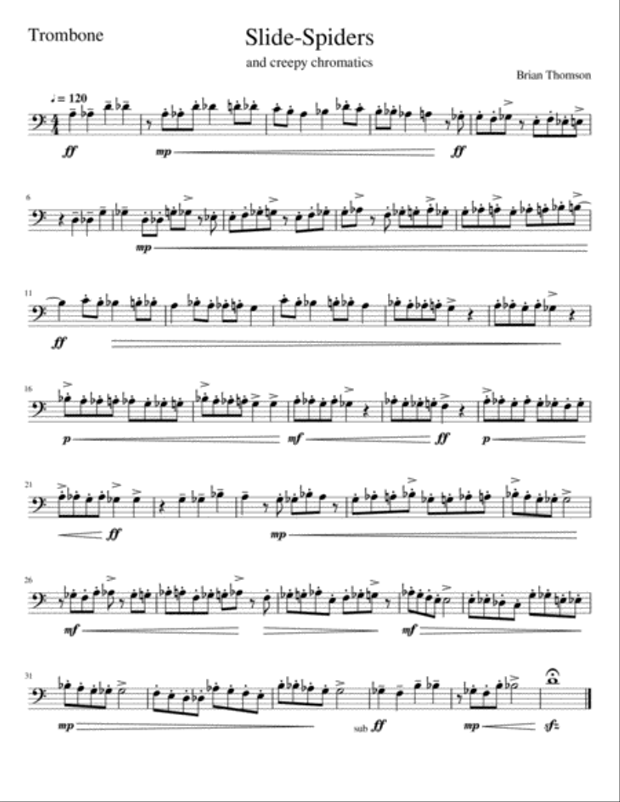 SLIDE-SPIDERS and creepy chromatics Trombone Solo scores gallery preview page 1