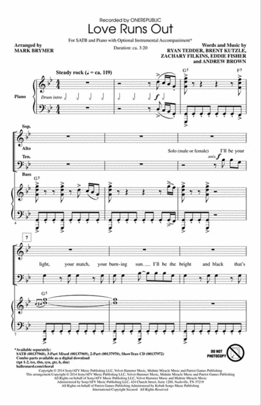 Love Runs Out Choir scores gallery preview page 2