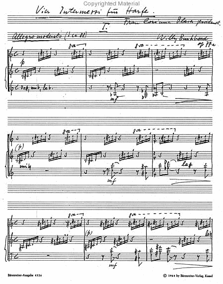 Vier Intermezzi for Harp op. 77a
