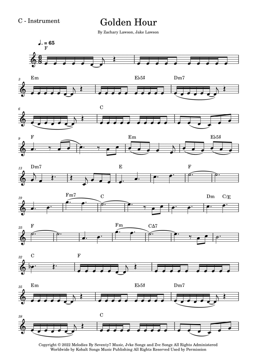 Golden Hour Flute Solo scores gallery preview page 1