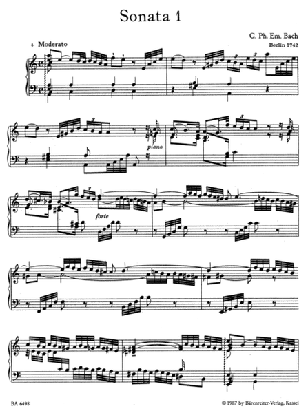 Die sechs Wurttembergischen Sonaten Wq 49 by Carl Philipp Emanuel Bach Piano Solo - Sheet Music
