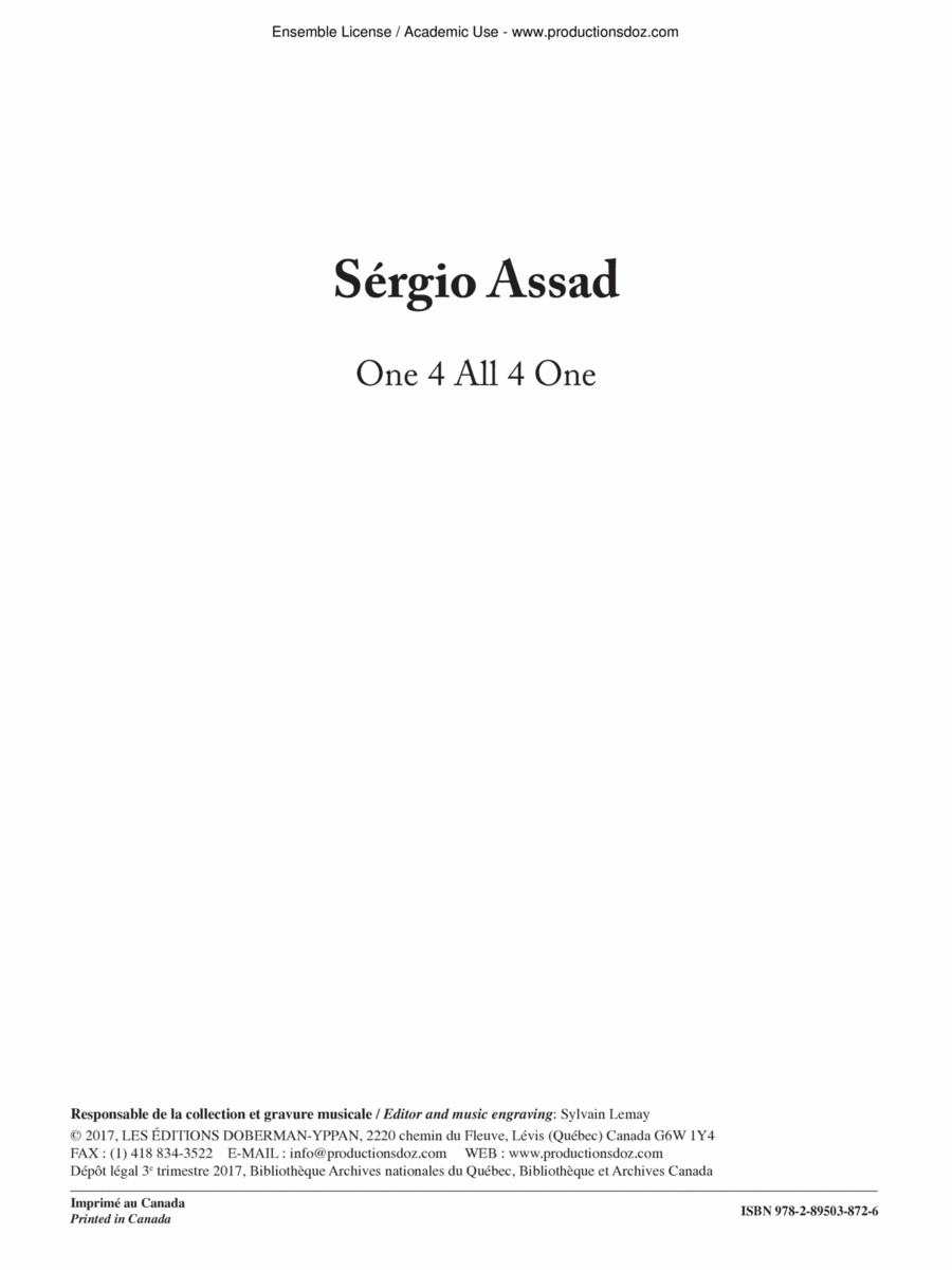 One 4 All 4 One One 4 All 4 One Guitar Ensemble scores gallery preview page 1