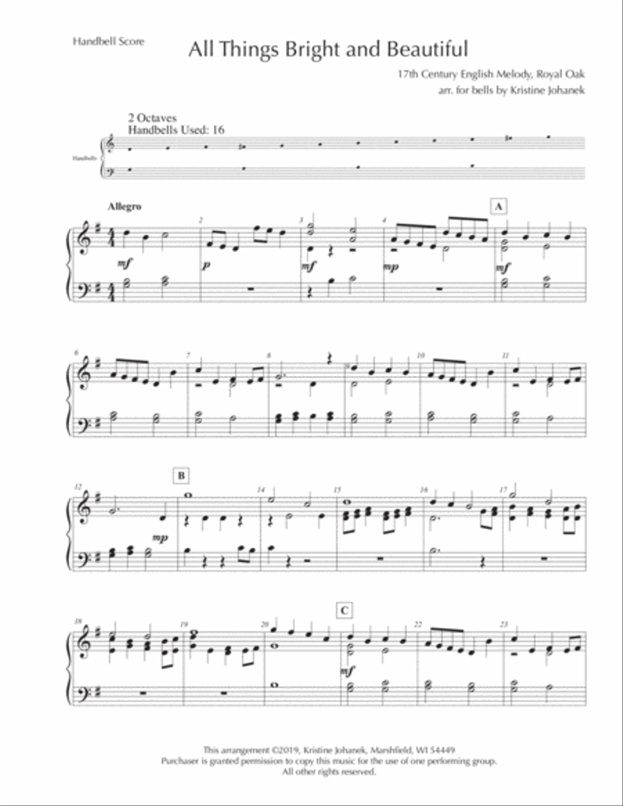 Summer Bells - 12 Hymns for 2-octaves (15 - 18 bells, reproducible) image number null