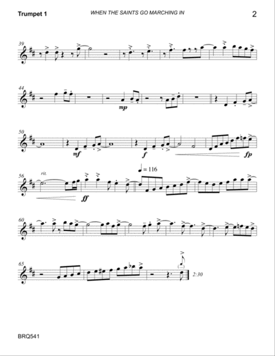 WHEN THE SAINTS GO MARCHING IN for BRASS QUINTET (unaccompanied) Brass Quintet scores gallery preview page 6