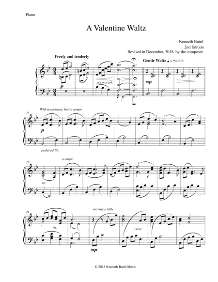 Valentine Waltz, A (for solo piano) image number null