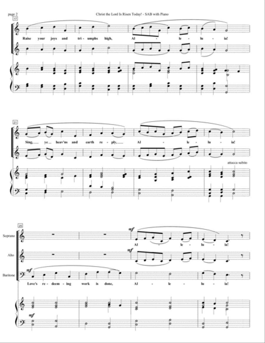 Christ the Lord is Risen Today! with Piano Accomp. 3-Part scores gallery preview page 2