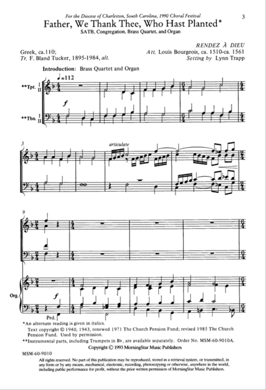 Father, We Thank Thee, Who Has Planted 4-Part scores gallery preview page 2