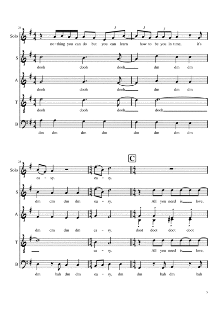 All You Need Is Love A Cappella scores gallery preview page 5