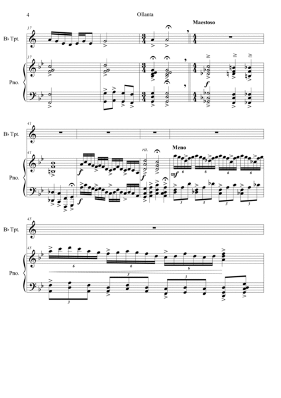 Ollantay y Rumi Nahui Op. 11 (fantasy for piccolo trumpet and piano) Piccolo Trumpet scores gallery preview page 4