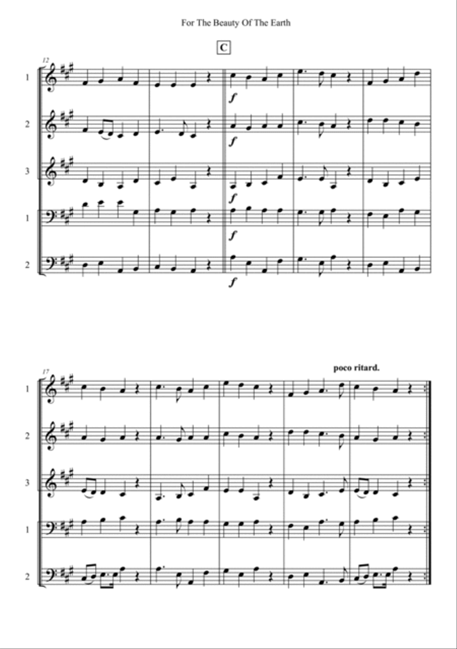 For The Beauty Of The Earth String Quintet scores gallery preview page 2