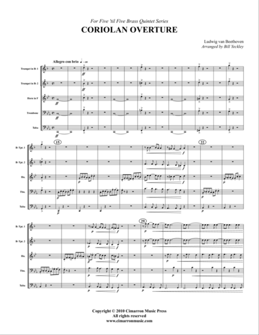 Coriolan Overture Brass Quintet scores gallery preview page 1