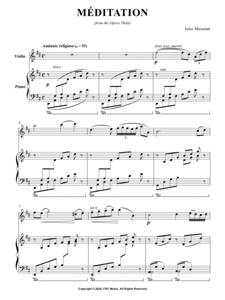 Massenet: MÉDITATION - From the Opera Thaïs (for Violin and Piano accompaniment) image number null