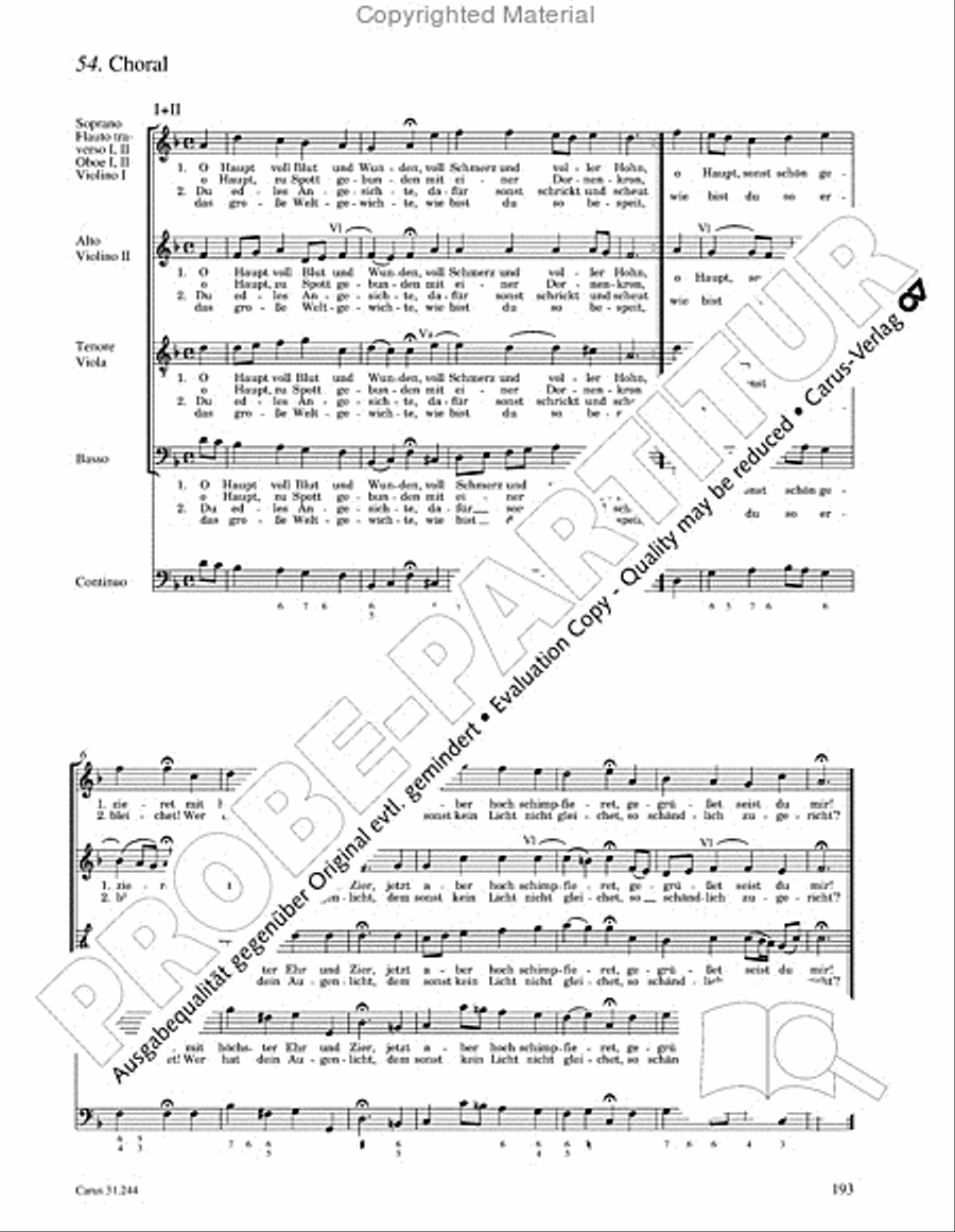 St. Matthew Passion (Matthaus-Passion) 4-Part scores gallery preview page 195