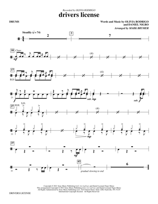 Book cover for drivers license (arr. Mark Brymer) - Drums