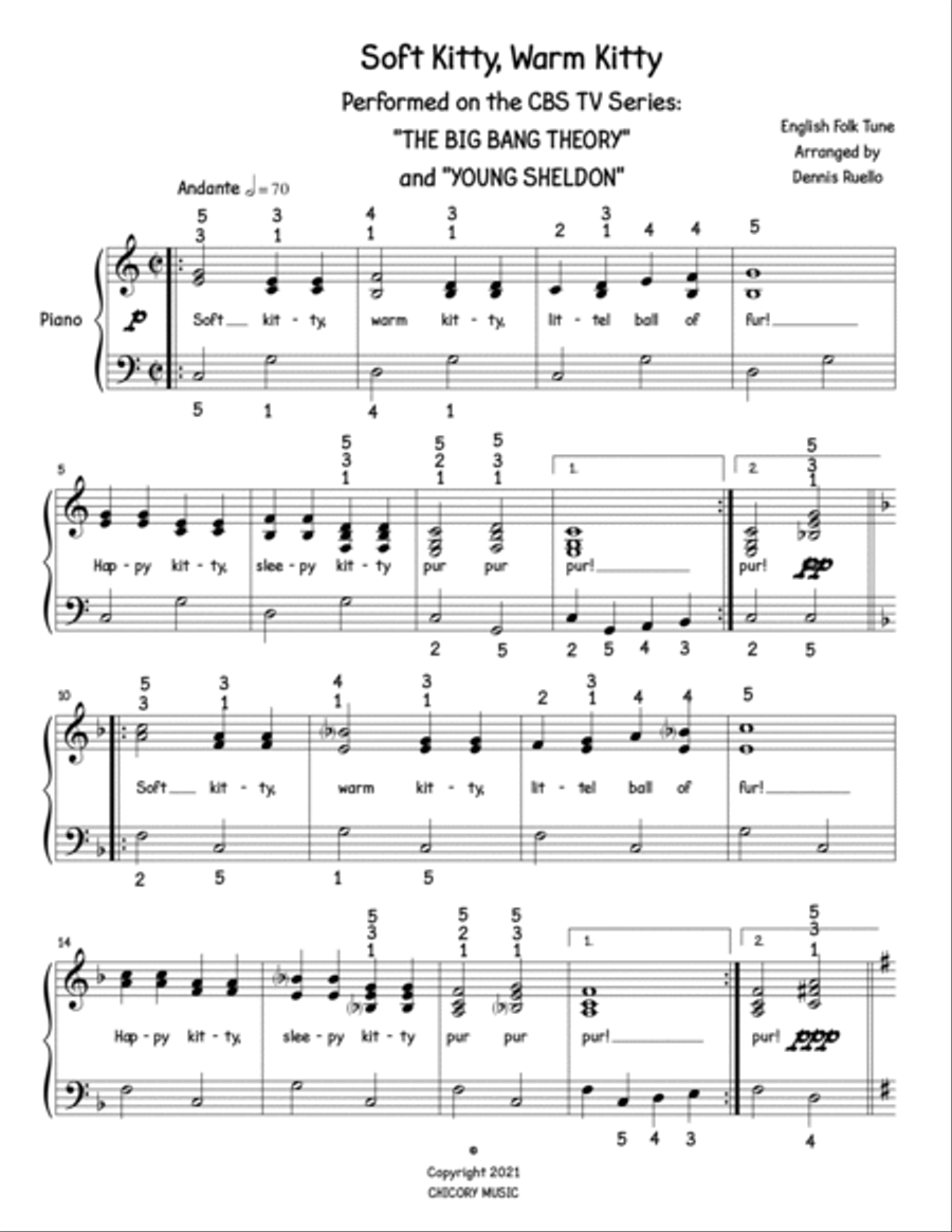 Soft Kitty, Warm Kitty - Performed on the CBS TV Series: 