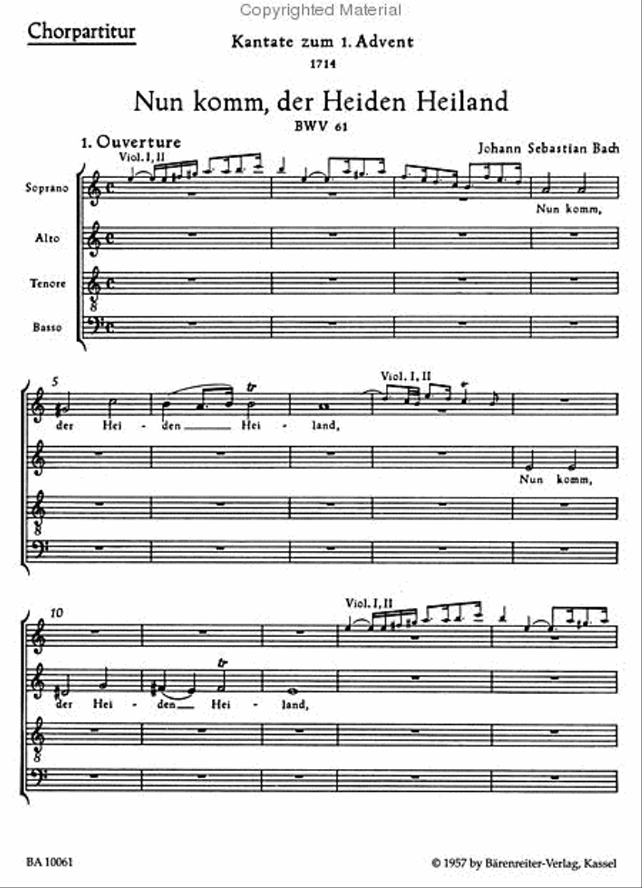 Nun komm, der Heiden Heiland, BWV 61 4-Part scores gallery preview page 2