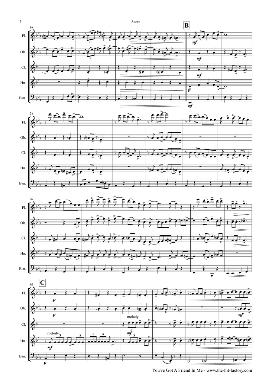 You've Got A Friend In Me Woodwind Quintet scores gallery preview page 2