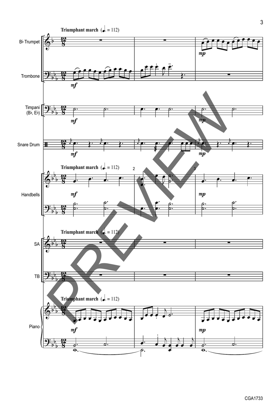 Thine Is the Glory with reproducible Instrumental Parts Full Score Choir scores gallery preview page 3