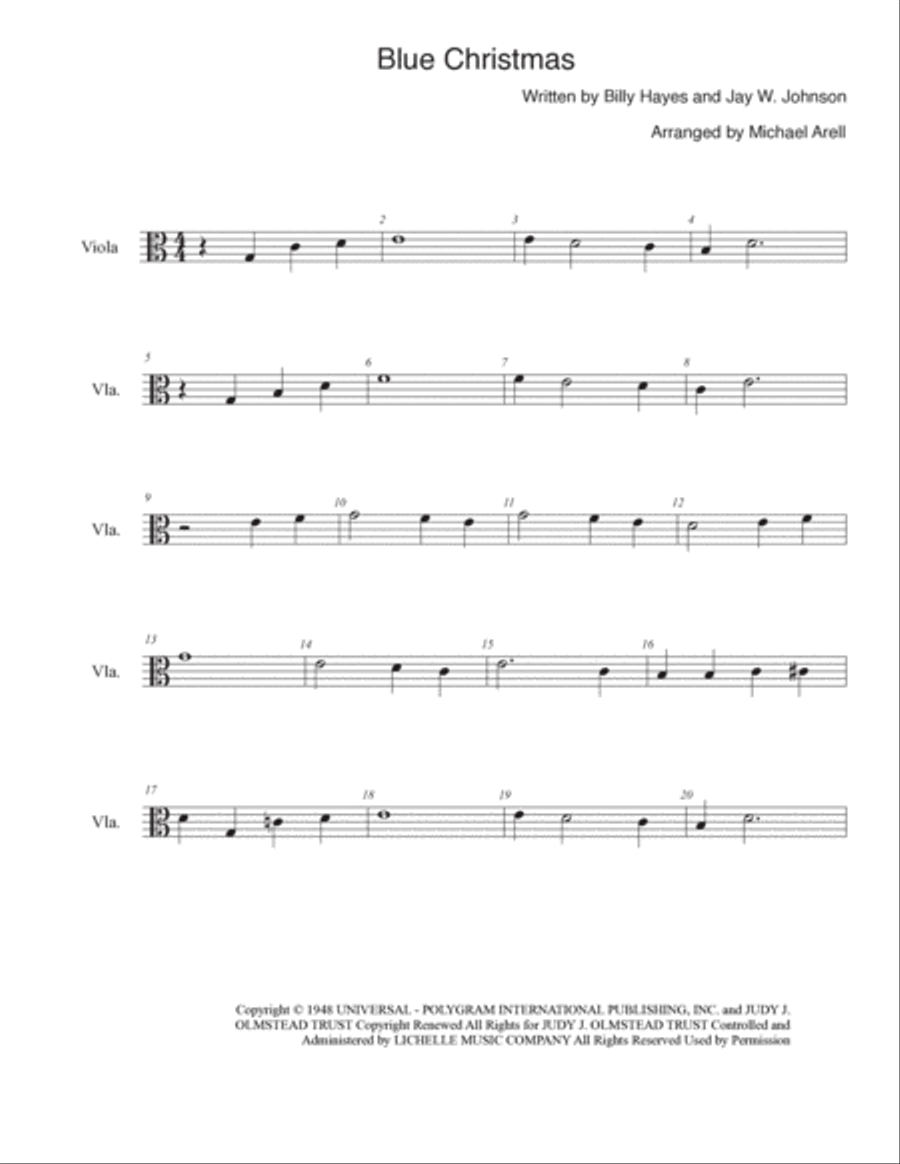 Blue Christmas Viola Solo scores gallery preview page 2