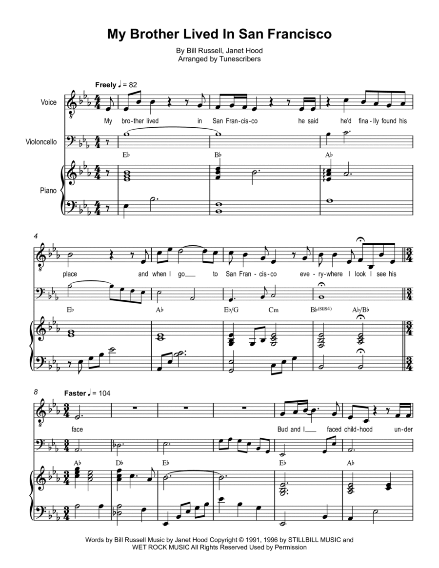 My Brother Lived In San Francisco Small Ensemble scores gallery preview page 1