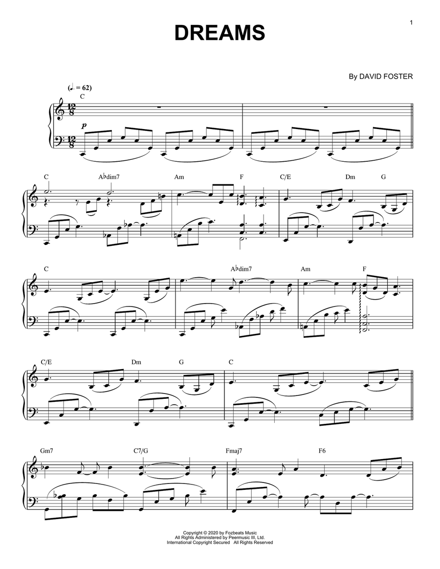Dreams Dreams Piano Solo scores gallery preview page 1