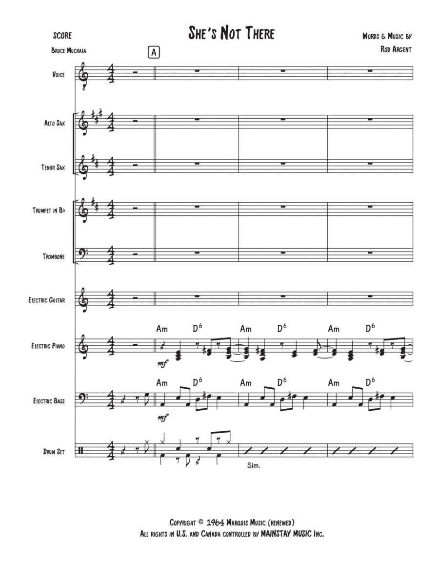 She's Not There Jazz Ensemble scores gallery preview page 1