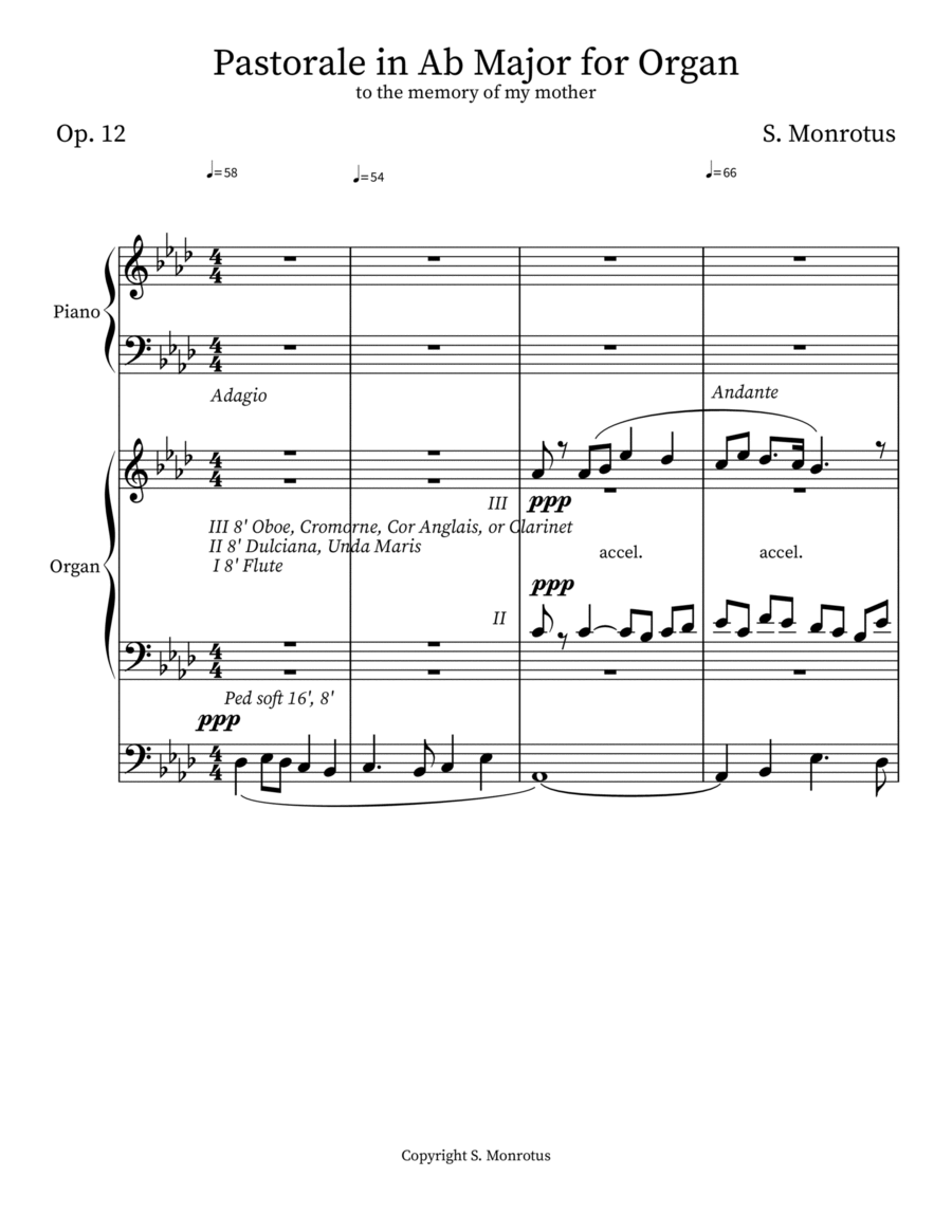 Pastorale in Ab Major for Organ Organ Solo scores gallery preview page 1