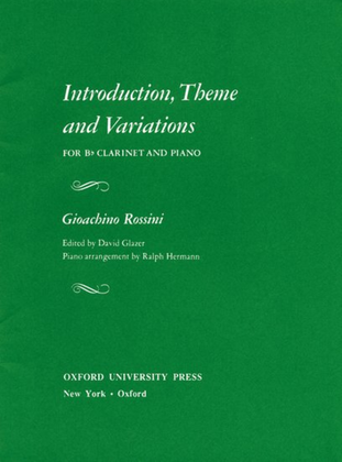 Book cover for Introduction Theme and Variations for Bb Clarinet and Piano