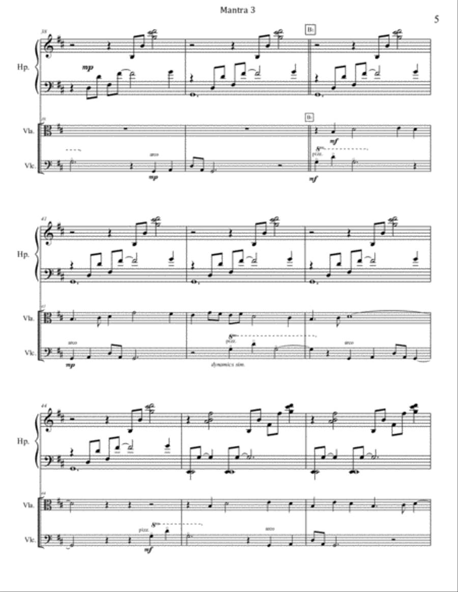 Mantra 3 for Harp, Viola, & Cello Small Ensemble scores gallery preview page 5