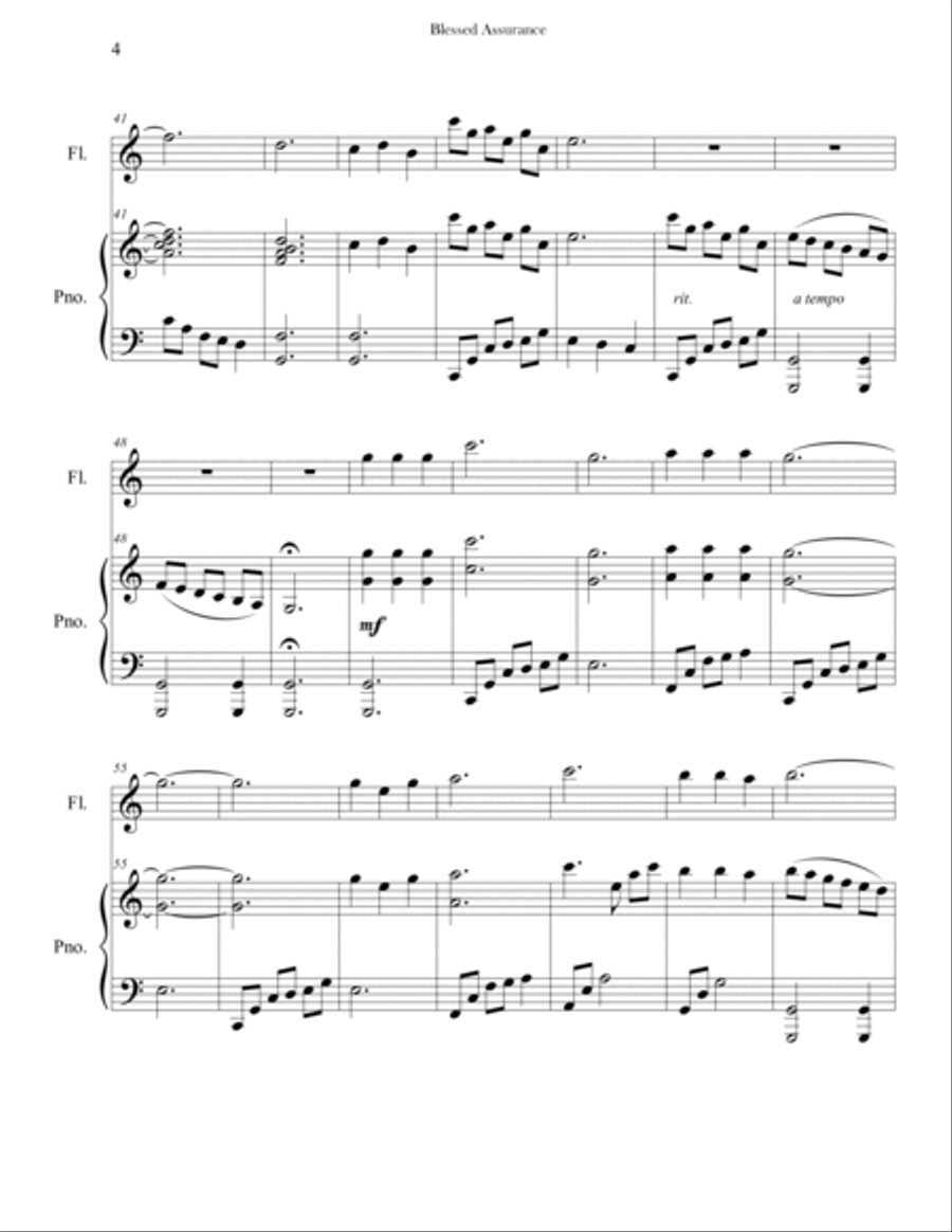 Blessed Assurance (Advanced Piano & Flute) Flute Solo scores gallery preview page 4