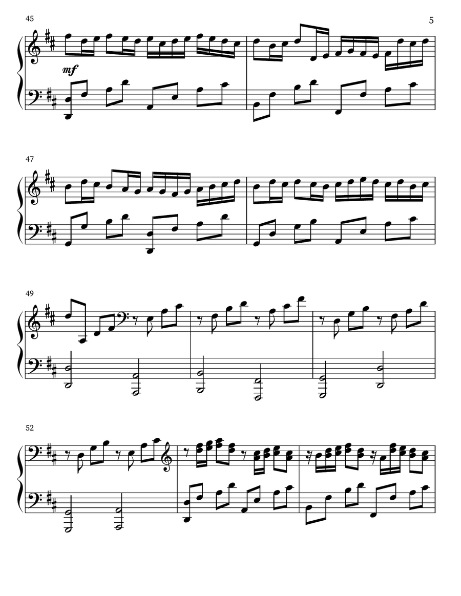 JS Bach- Pachelbel's Canon in D major( Advance Version) Piano Solo scores gallery preview page 5