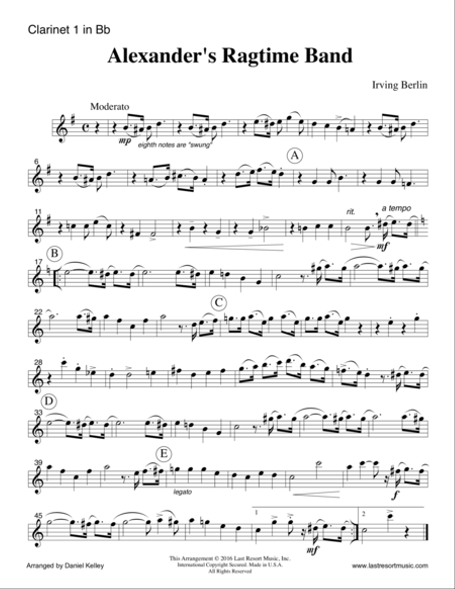 Alexander's Ragtime Band for Clarinet Trio Clarinet Trio scores gallery preview page 3