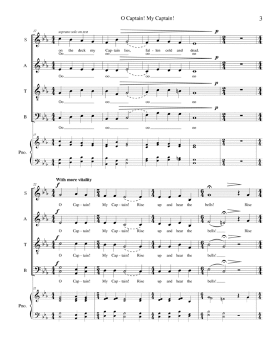 O Captain! My Captain! A Cappella scores gallery preview page 3