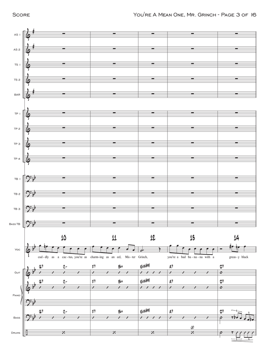 You're A Mean One, Mr. Grinch Jazz Ensemble scores gallery preview page 3