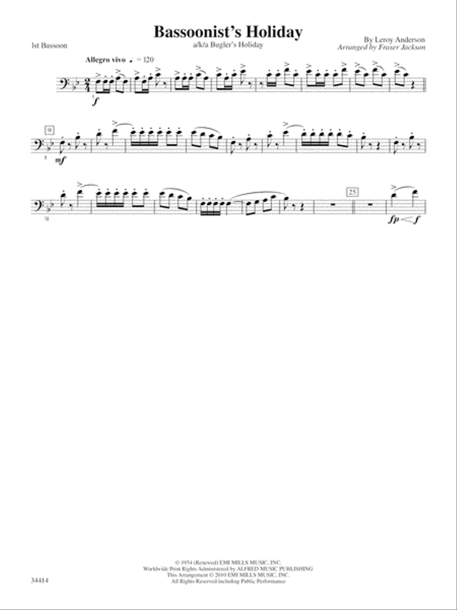 Bassoonist's Holiday (AKA Bugler's Holiday) Bassoon Quartet scores gallery preview page 5