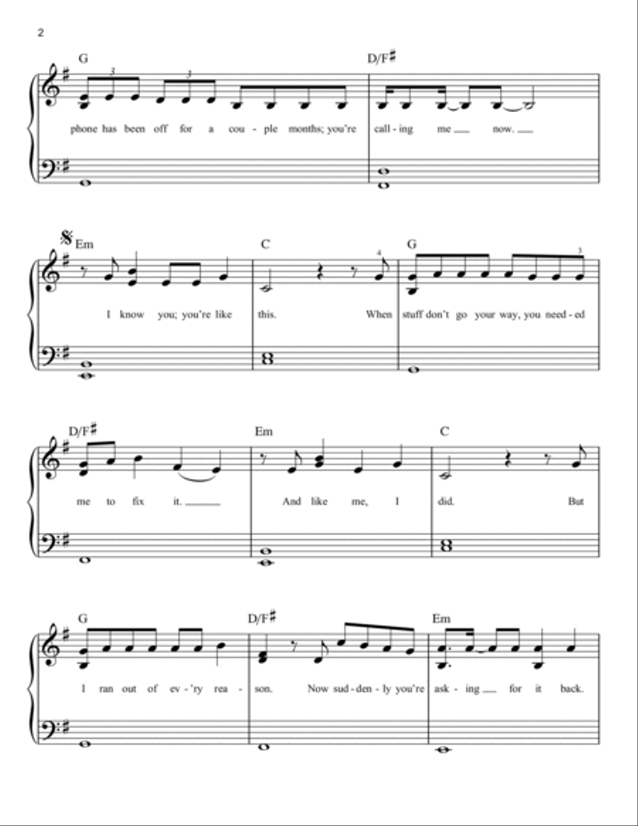 You Broke Me First You Broke Me First Easy Piano scores gallery preview page 2