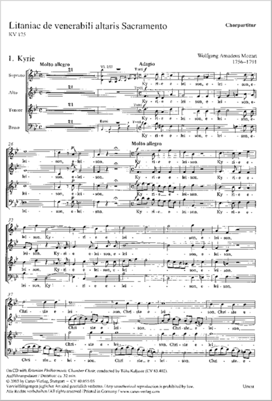 Litaniae de venerabili altaris Sacramento in B 4-Part scores gallery preview page 2