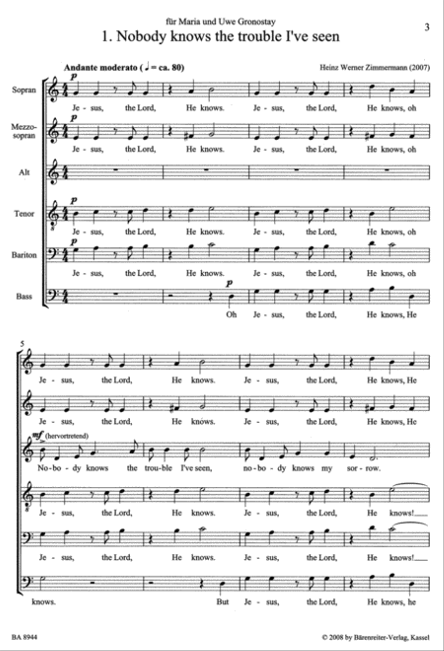 Drei Spirituals for 6 part mixed choir a cappella Mixed Choir scores gallery preview page 2