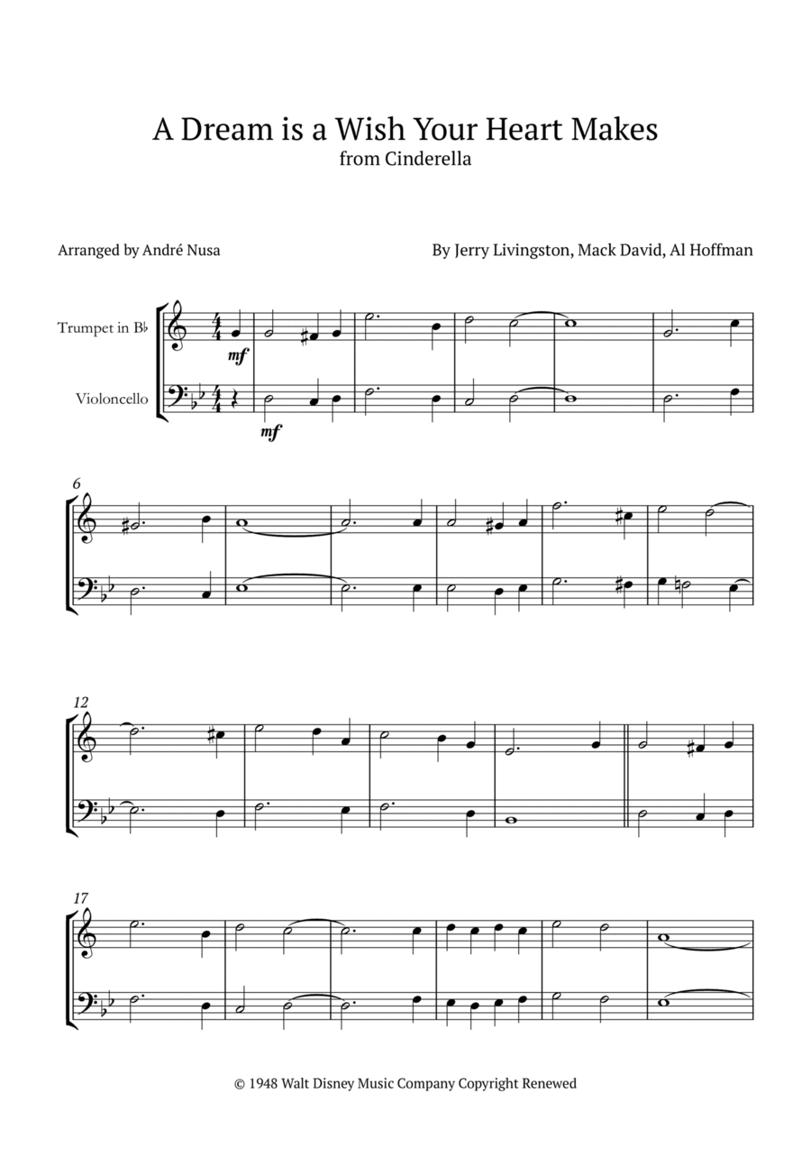 A Dream Is A Wish Your Heart Makes Trumpet Duet scores gallery preview page 1
