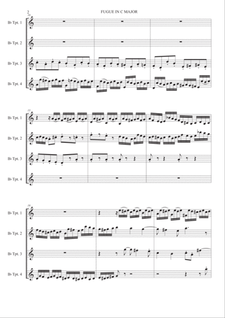 Fugue in C major - Trumpet quartet Brass Quartet scores gallery preview page 3