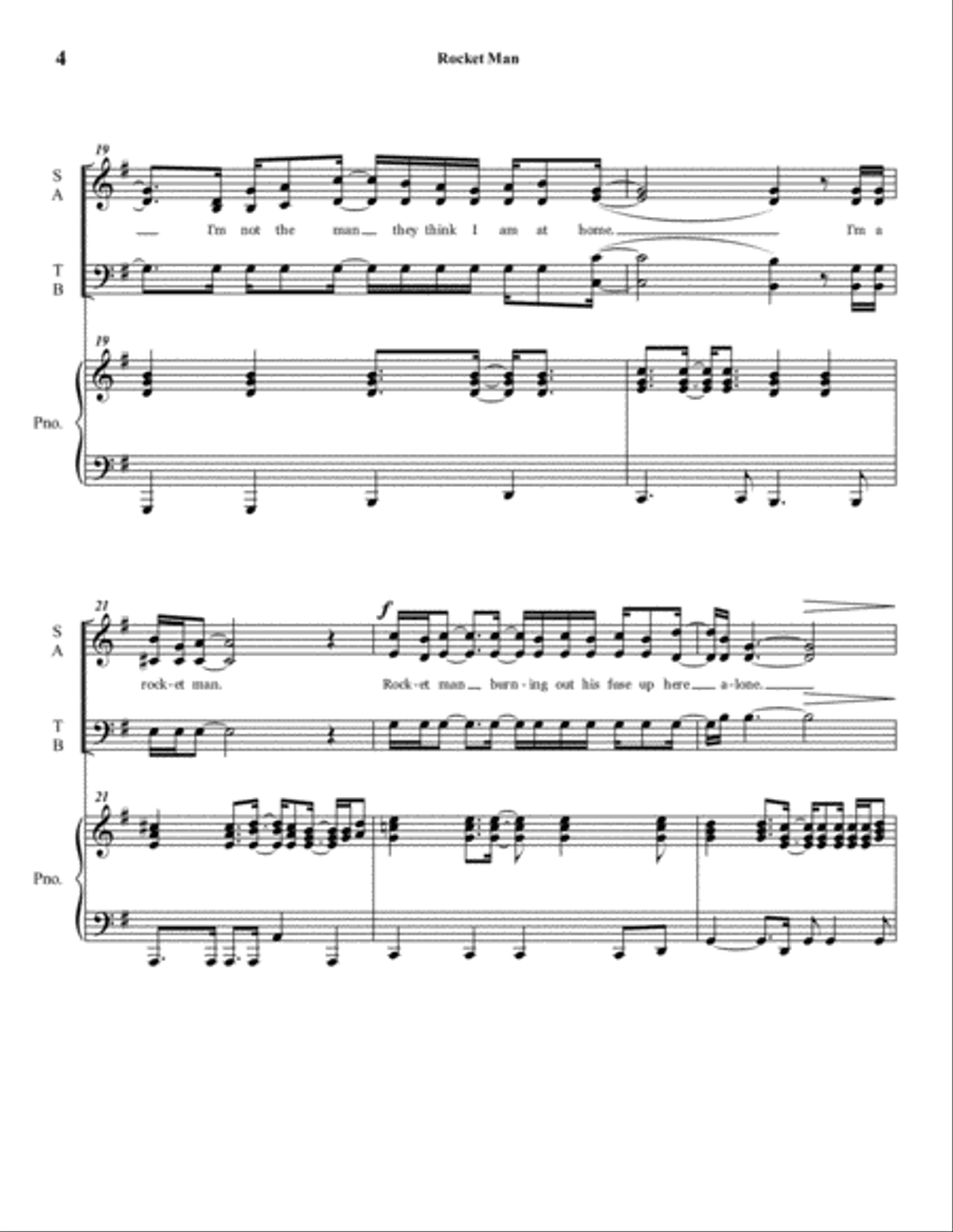 Rocket Man (i Think It's Gonna Be A Long Long Time) 3-Part scores gallery preview page 4