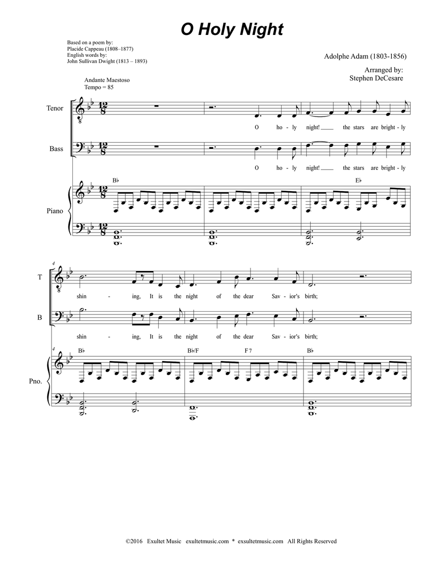 O Holy Night (Vocal Quartet - (SATB) - Medium/Low Key) O Holy Night (Vocal Quartet - (SATB) - Medium/Low Key) 4-Part scores gallery preview page 2