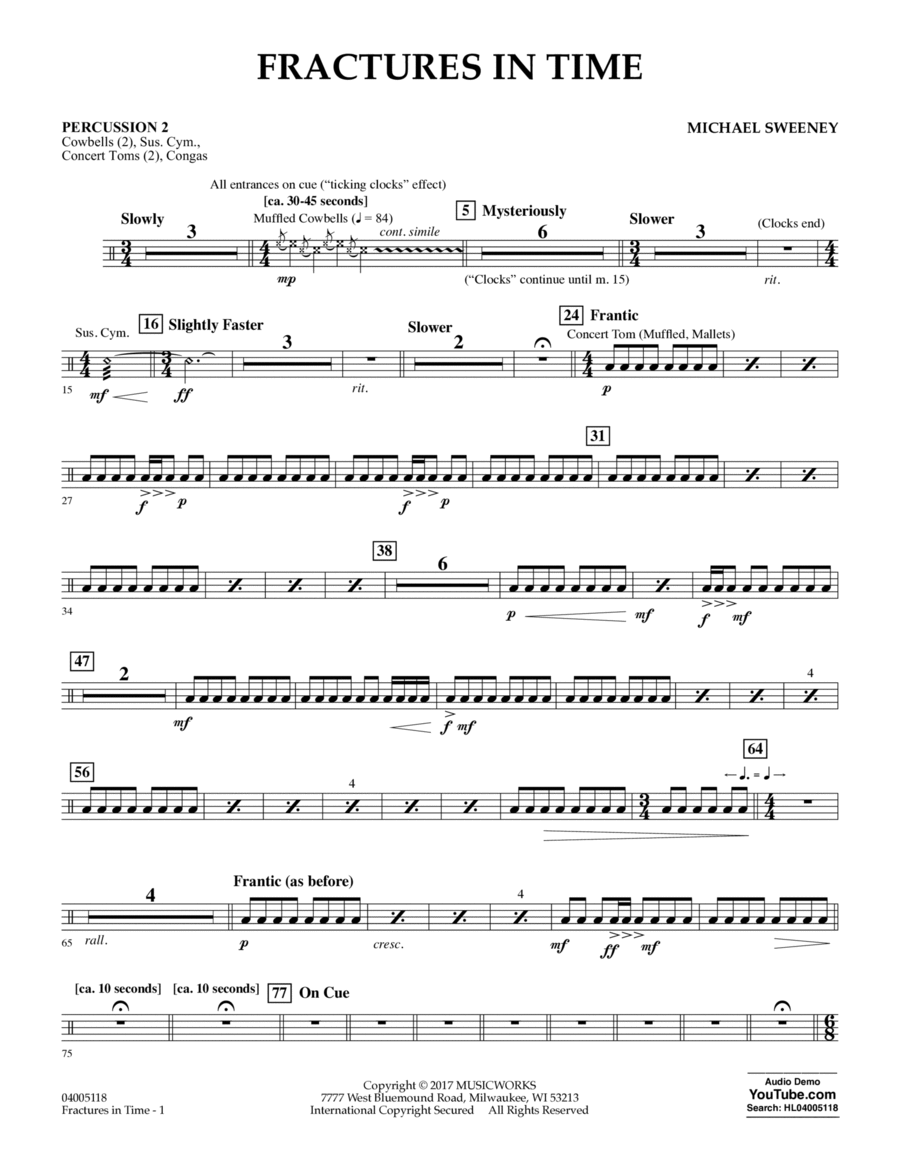 Fractures in Time - Percussion 2 Percussion scores gallery preview page 1