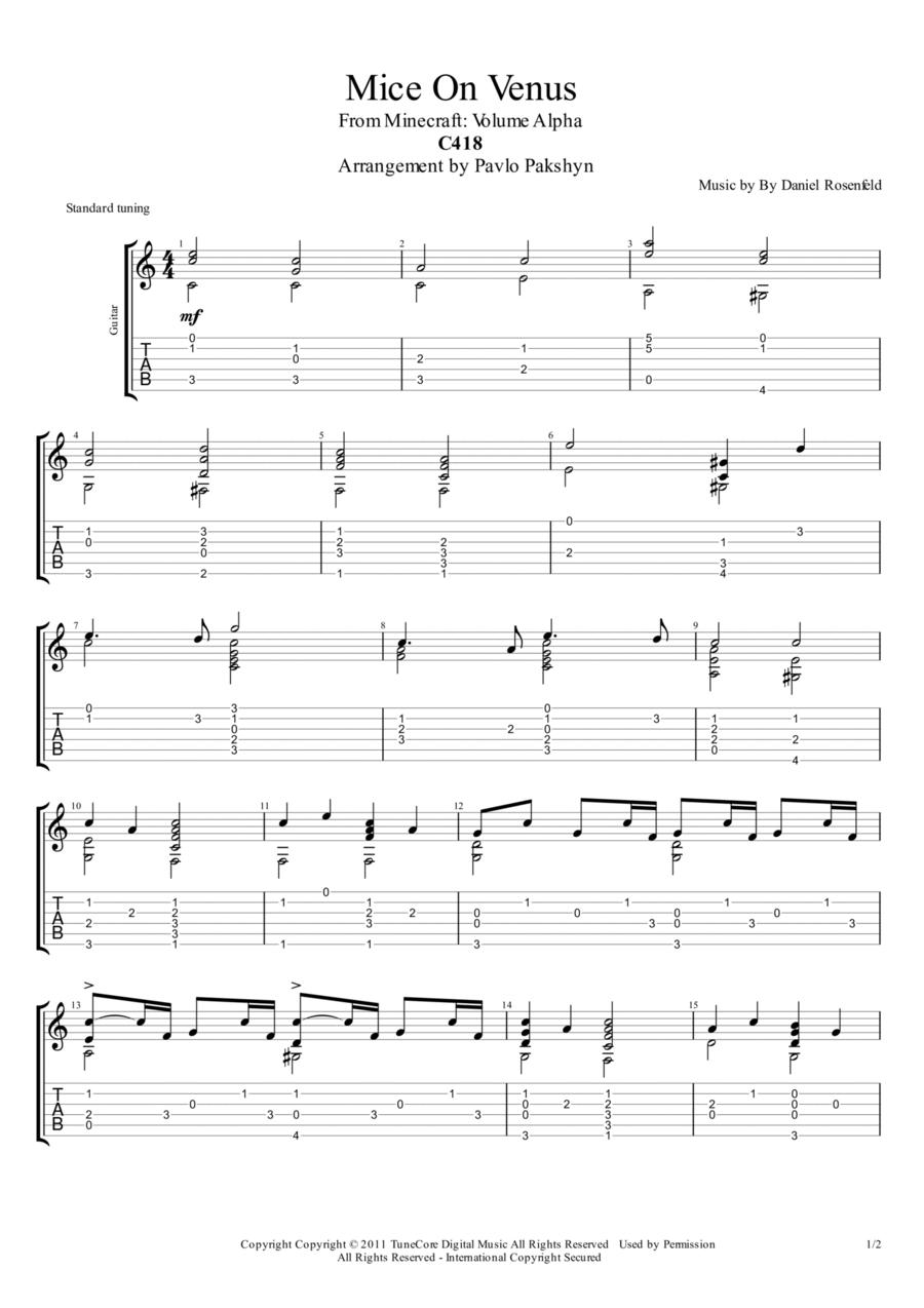 Mice On Venus Guitar Tablature scores gallery preview page 1