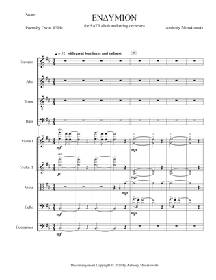 Endymion - SATB with string orchestra - full score and parts