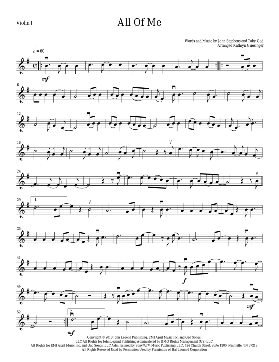 All Of Me String Quartet scores gallery preview page 1