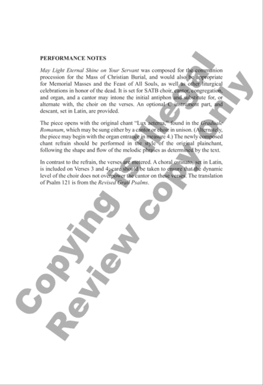 May Light Eternal Shine on Your Servant: Communion Antiphon for the Mass of Christian Burial 4-Part scores gallery preview page 2