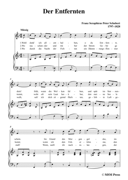 Schubert-Der Entfernten,in F Major,for Voice&Piano image number null